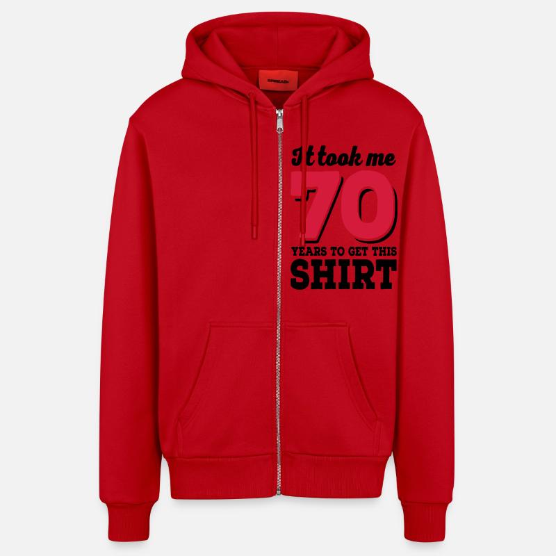 70 ans - Veste à capuche bio décontractée fabriquée en UE - rouge
