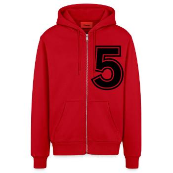 number_five - Organic Relaxed Kapuzenjacke Made in EU - Rot - Vorne