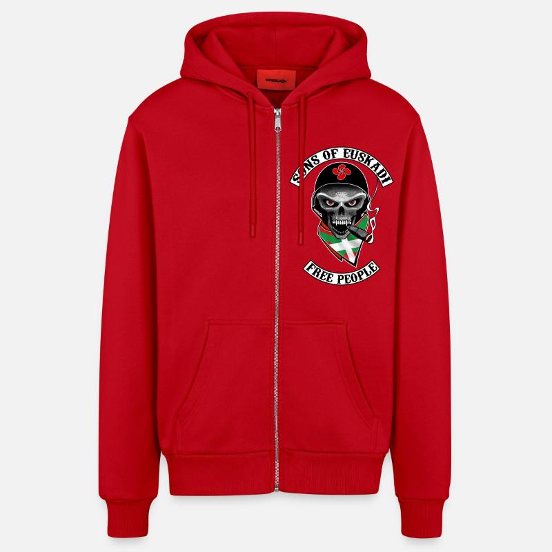 basque biker design - Veste à capuche bio décontractée fabriquée en UE - rouge