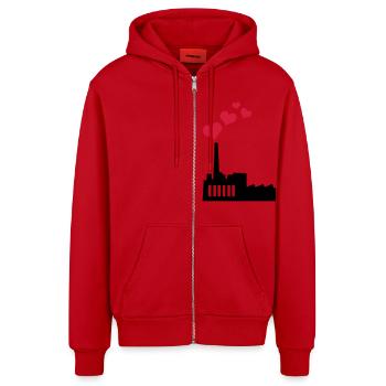 Love producing Plant - Organic Relaxed Hooded Jacket Made in EU - red - Front