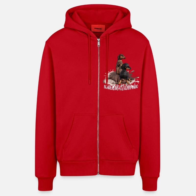 Dackel - Organic Relaxed Kapuzenjacke Made in EU - Rot