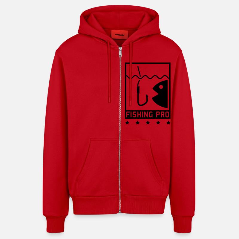 fisching_pro_f1 - Veste à capuche bio décontractée fabriquée en UE - rouge