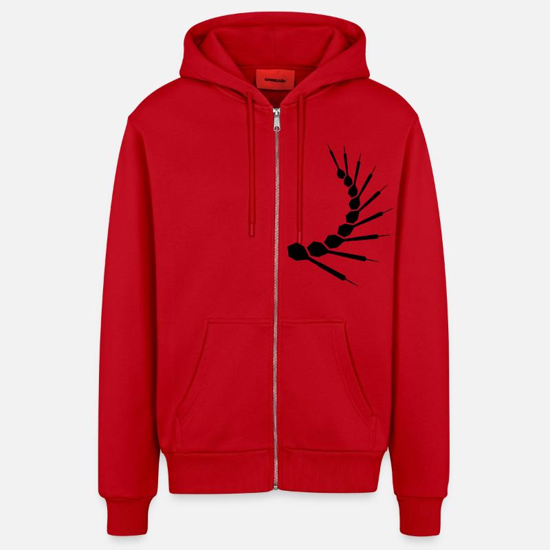 Dart Pattern - Organic Relaxed Hooded Jacket Made in EU - red