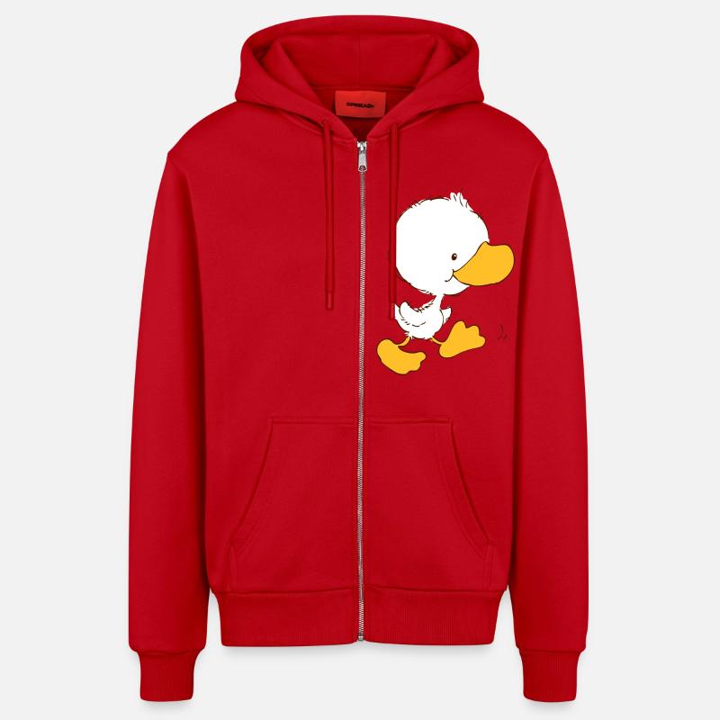 ffWalking Duckling - Veste à capuche bio décontractée fabriquée en UE - rouge