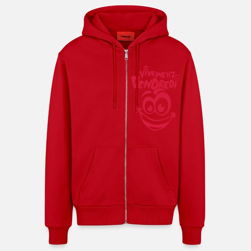 vivement vendredi smiley sourire - Veste à capuche bio décontractée fabriquée en UE - rouge