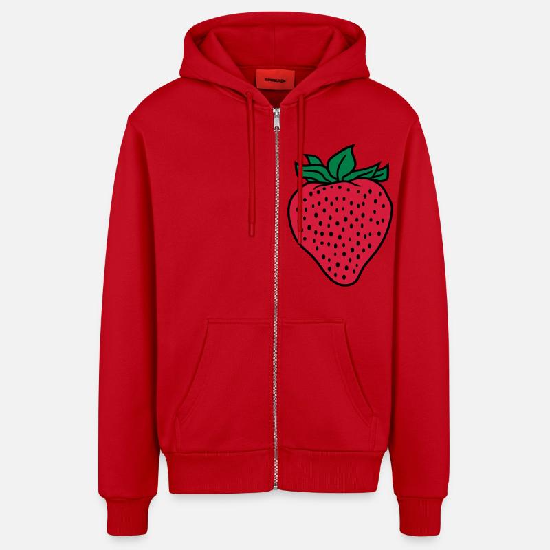erdbeere - Organic Relaxed Kapuzenjacke Made in EU - Rot