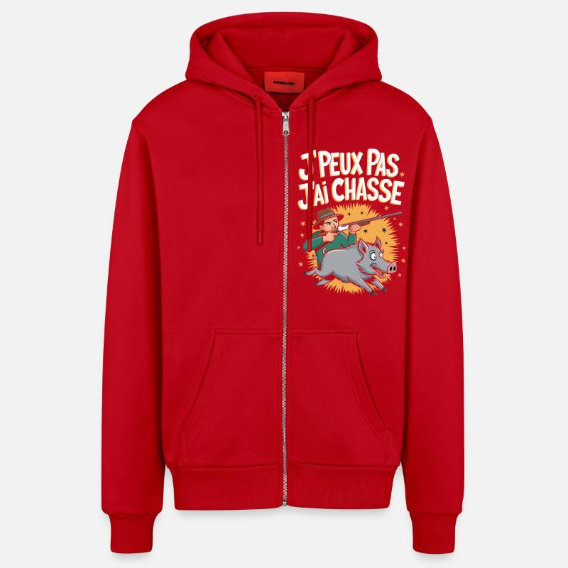 J'peux pas j'ai chasse - Veste à capuche bio décontractée fabriquée en UE - rouge