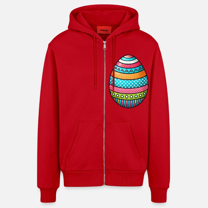 Egg Easter Egg - Organic Relaxed Hooded Jacket Made in EU - red