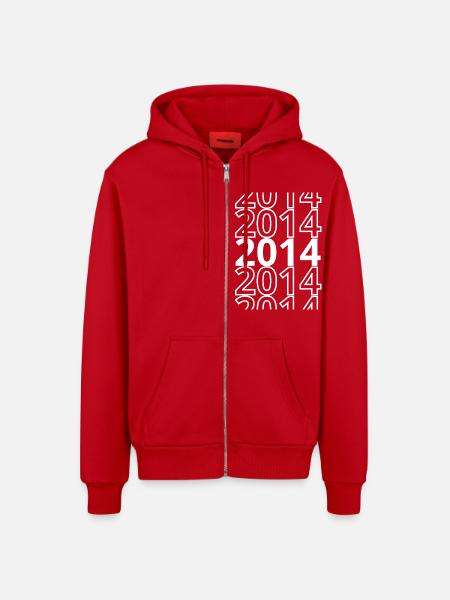 2014 2014 2014 - Organic Relaxed Hooded Jacket Made in EU - red