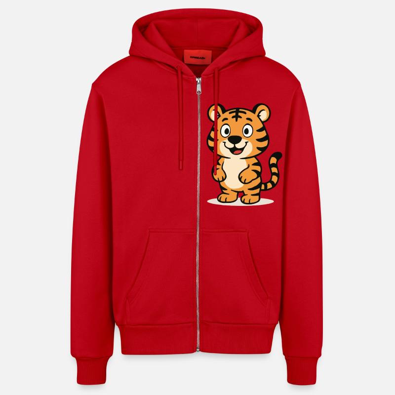 Bande dessinée Tiger - Veste à capuche bio décontractée fabriquée en UE - rouge
