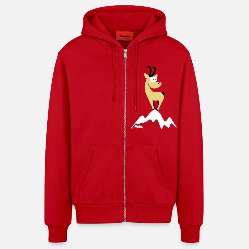 Chamois (c) - Organic Relaxed Hooded Jacket Made in EU - red