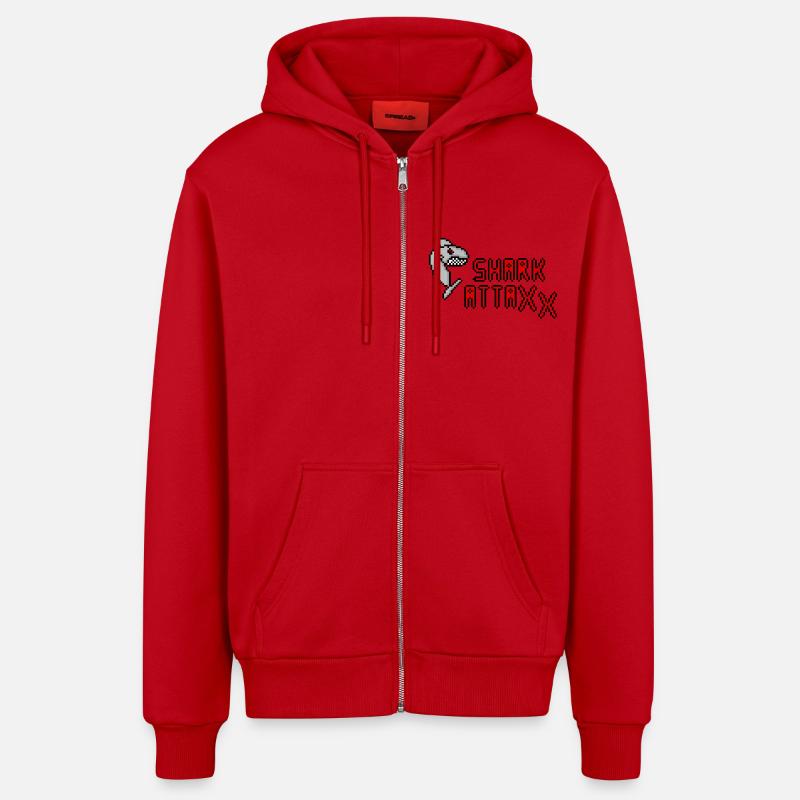 pixel Shark - Veste à capuche bio décontractée fabriquée en UE - rouge