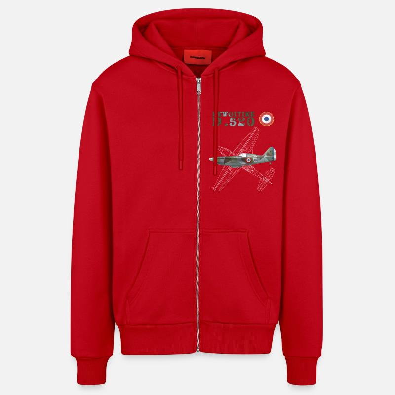 Dewoitine D.520 - Veste à capuche bio décontractée fabriquée en UE - rouge