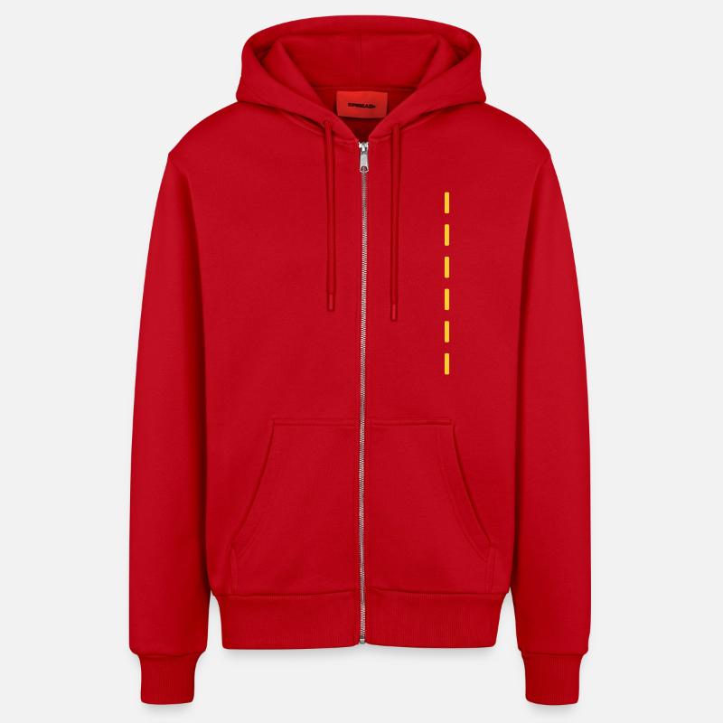 Strichellinie / dashed (1c) - Organic Relaxed Hooded Jacket Made in EU - red