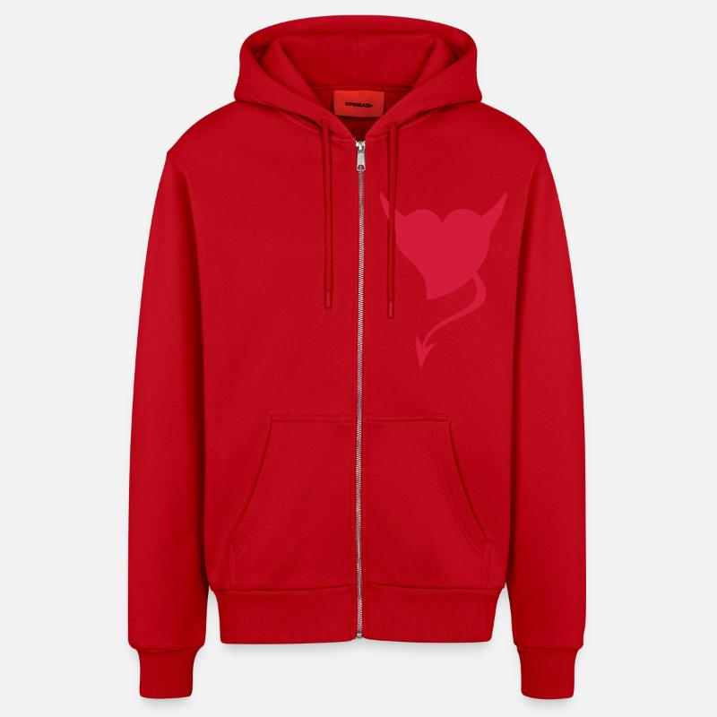 Devil Heart - Organic Relaxed Hooded Jacket Made in EU - red