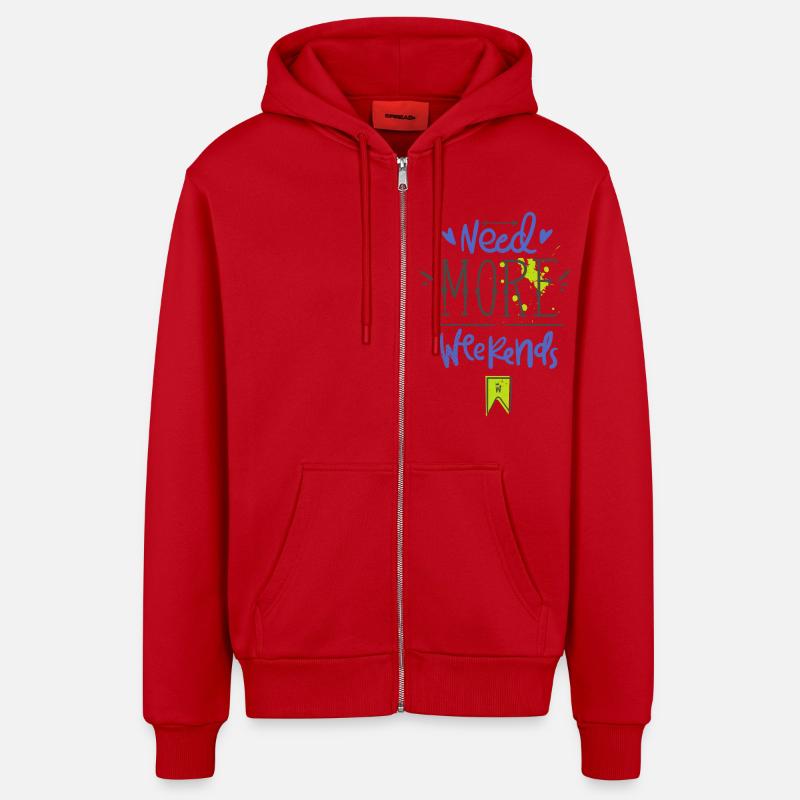 Need more weekends-Text - Veste à capuche bio décontractée fabriquée en UE - rouge