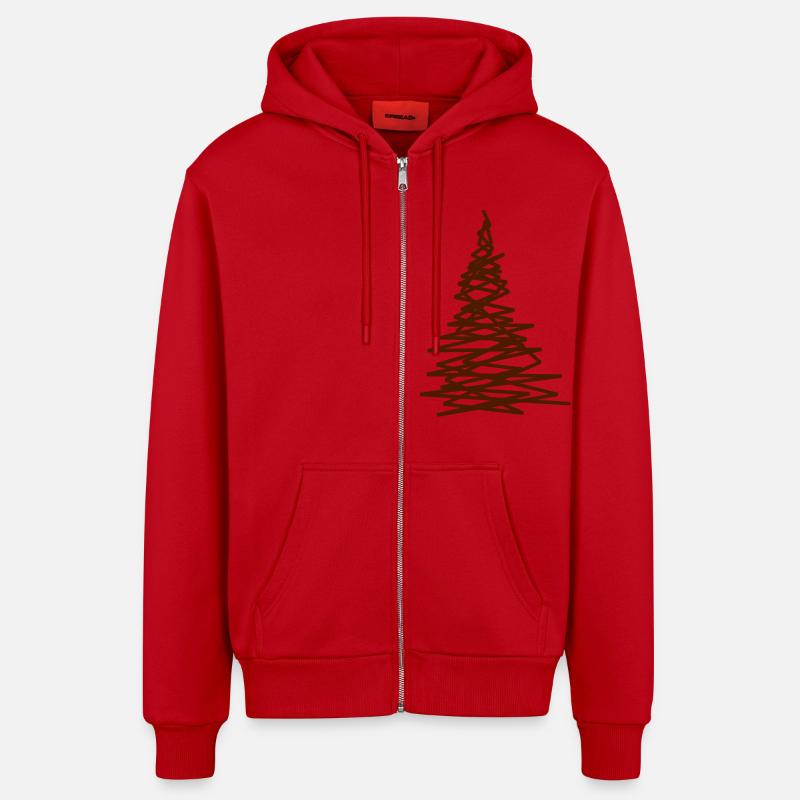 arbre de Noël moderne - Veste à capuche bio décontractée fabriquée en UE - rouge