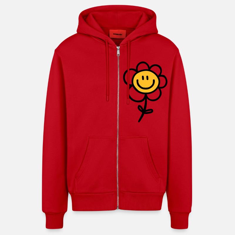 Fleur - Veste à capuche bio décontractée fabriquée en UE - rouge