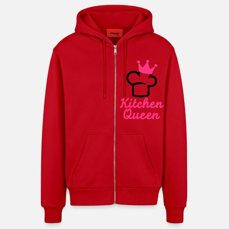 Kitchen Queen - Veste à capuche bio décontractée fabriquée en UE - rouge