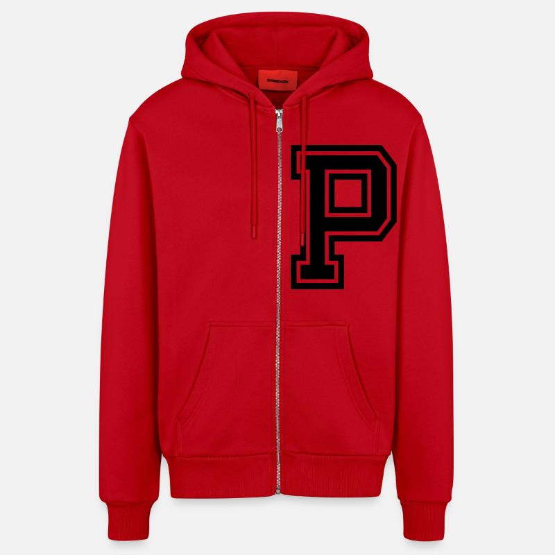 p - Veste à capuche bio décontractée fabriquée en UE - rouge