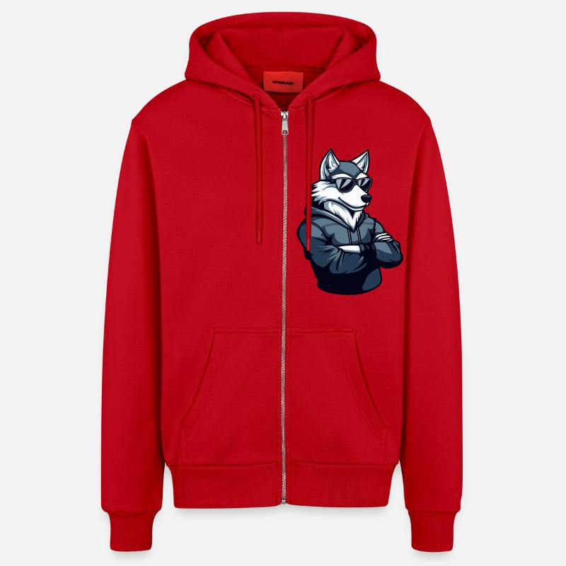 Loup Cool - Veste à capuche bio décontractée fabriquée en UE - rouge