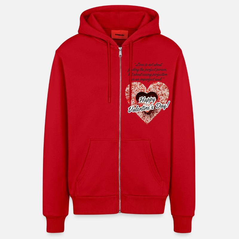 valentine's day - Veste à capuche bio décontractée fabriquée en UE - rouge