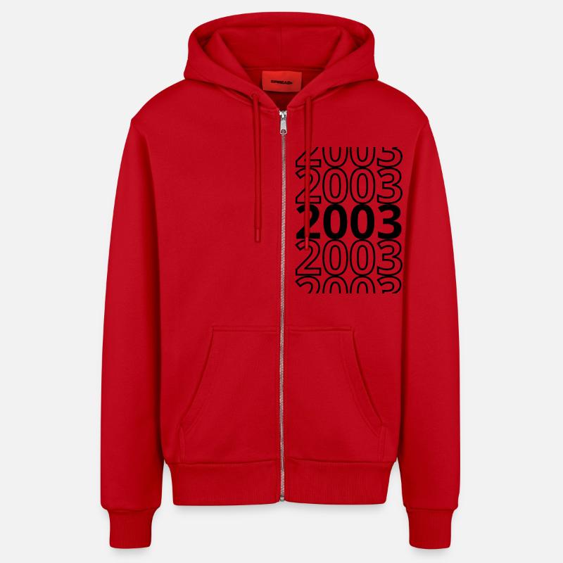 2003 2003 2003 - Veste à capuche bio décontractée fabriquée en UE - rouge
