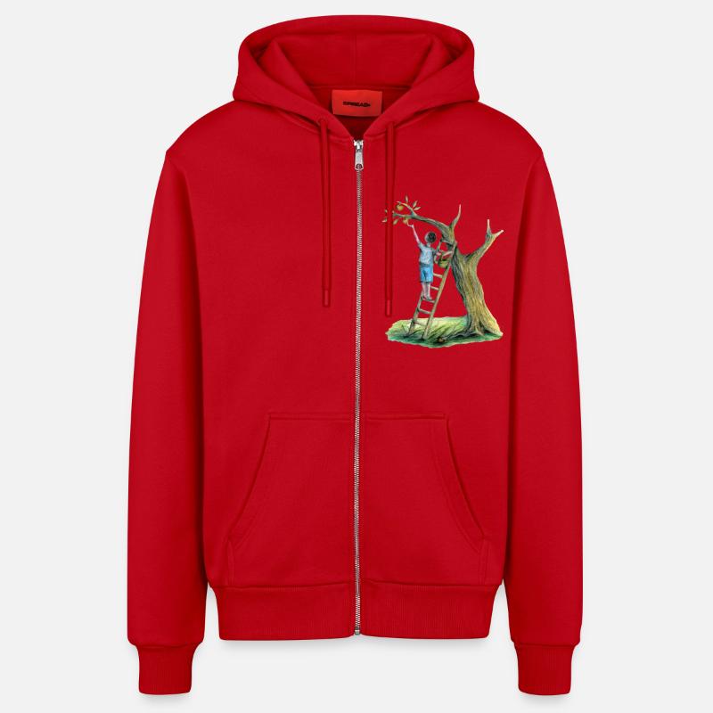 Apfelbaum - Organic Relaxed Kapuzenjacke Made in EU - Rot