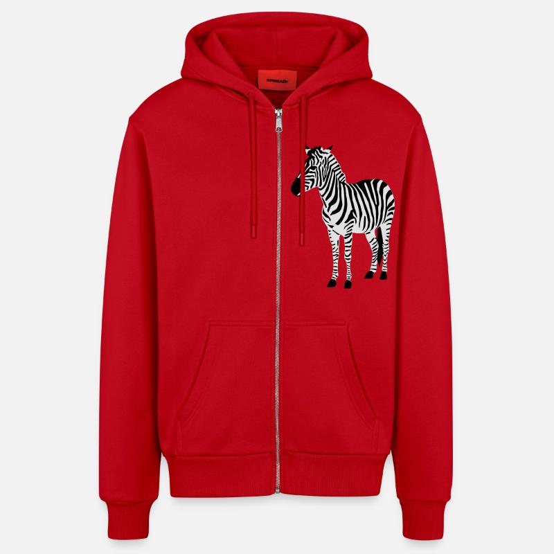 Zebra - Veste à capuche bio décontractée fabriquée en UE - rouge