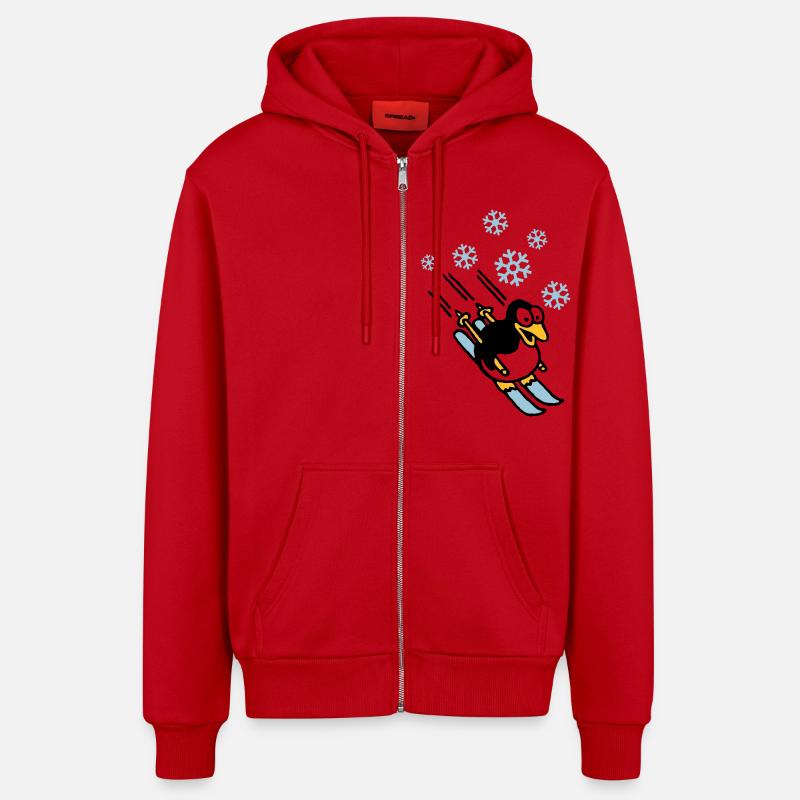pinguin_ski_022011_h_3c - Veste à capuche bio décontractée fabriquée en UE - rouge
