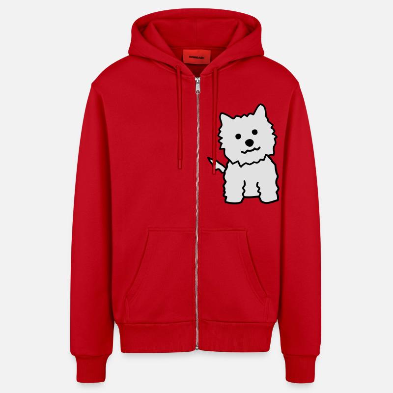 west highland white terrier - Veste à capuche bio décontractée fabriquée en UE - rouge