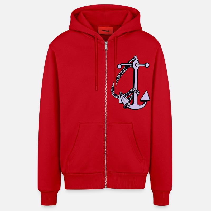 anchor - anker - Organic Relaxed Kapuzenjacke Made in EU - Rot
