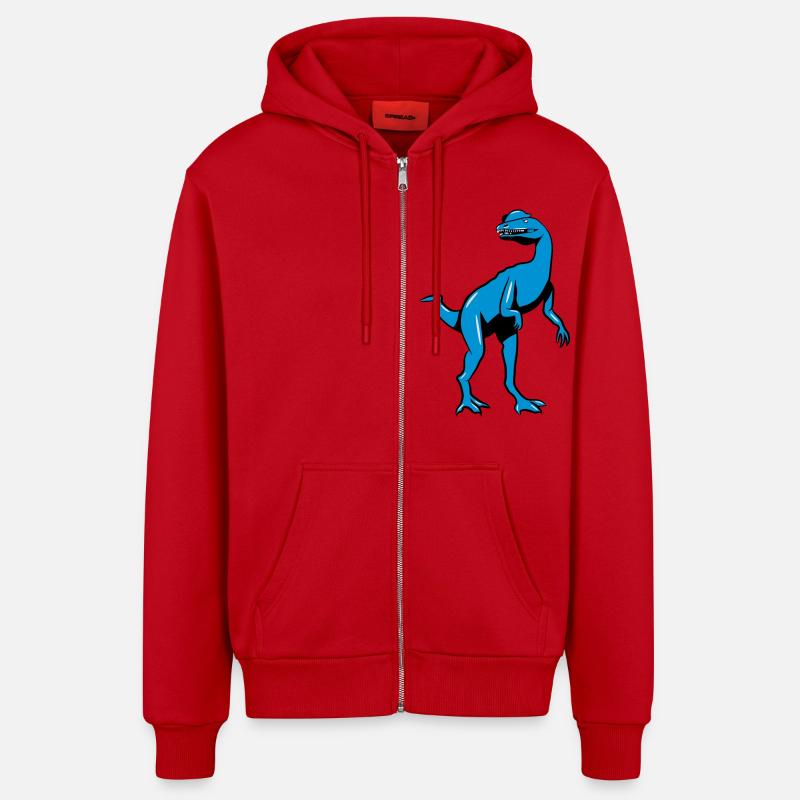 Dilophosaurus dinosaure de dinosaures - Veste à capuche bio décontractée fabriquée en UE - rouge