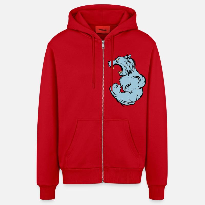 wolf_beast_2 - Organic Relaxed Hooded Jacket Made in EU - red