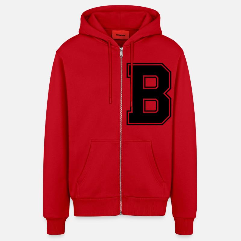 b - Veste à capuche bio décontractée fabriquée en UE - rouge