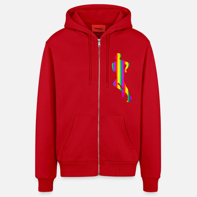 Bunter Läufer Regenbogen - Organic Relaxed Kapuzenjacke Made in EU - Rot