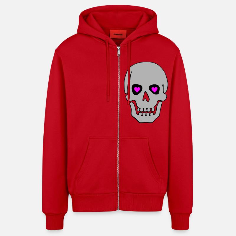 Crâne amoureux 02 - Veste à capuche bio décontractée fabriquée en UE - rouge