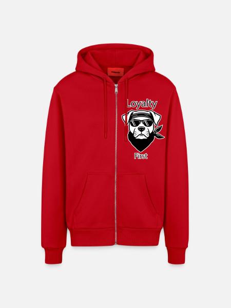 Gangster Dog - Loyalty First Design - Organic Relaxed Hooded Jacket Made in EU - red