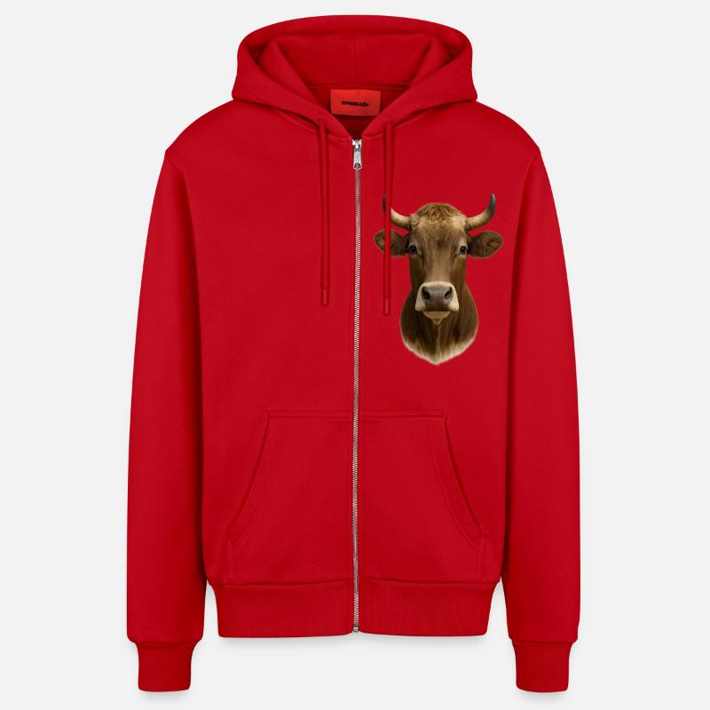 La plus belle vache - Veste à capuche bio décontractée fabriquée en UE - rouge