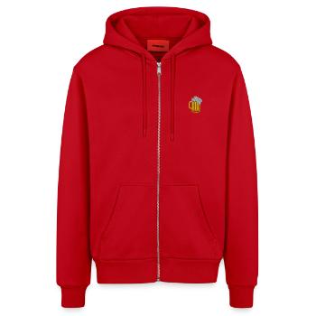 Bier - Organic Relaxed Kapuzenjacke Made in EU - Rot - Vorne