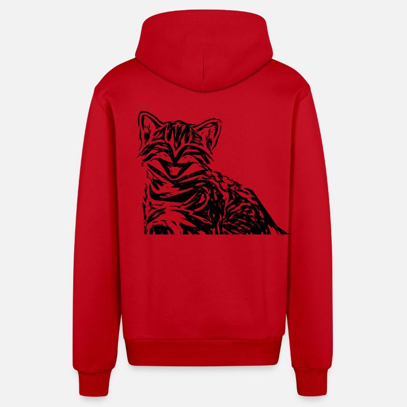 chat - Veste à capuche bio décontractée fabriquée en UE - rouge