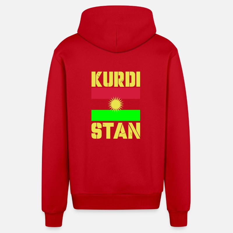 Drapeau du Kurdistan 1 - Veste à capuche bio décontractée fabriquée en UE - rouge