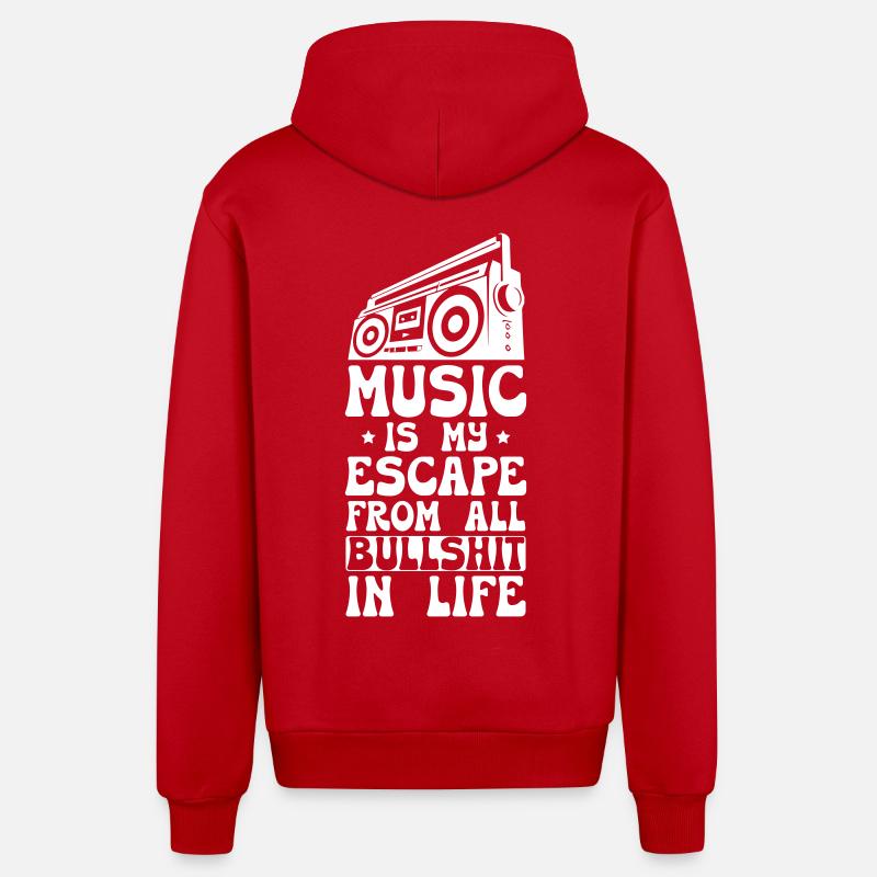 Trendy Music - Organic Relaxed Kapuzenjacke Made in EU - Rot