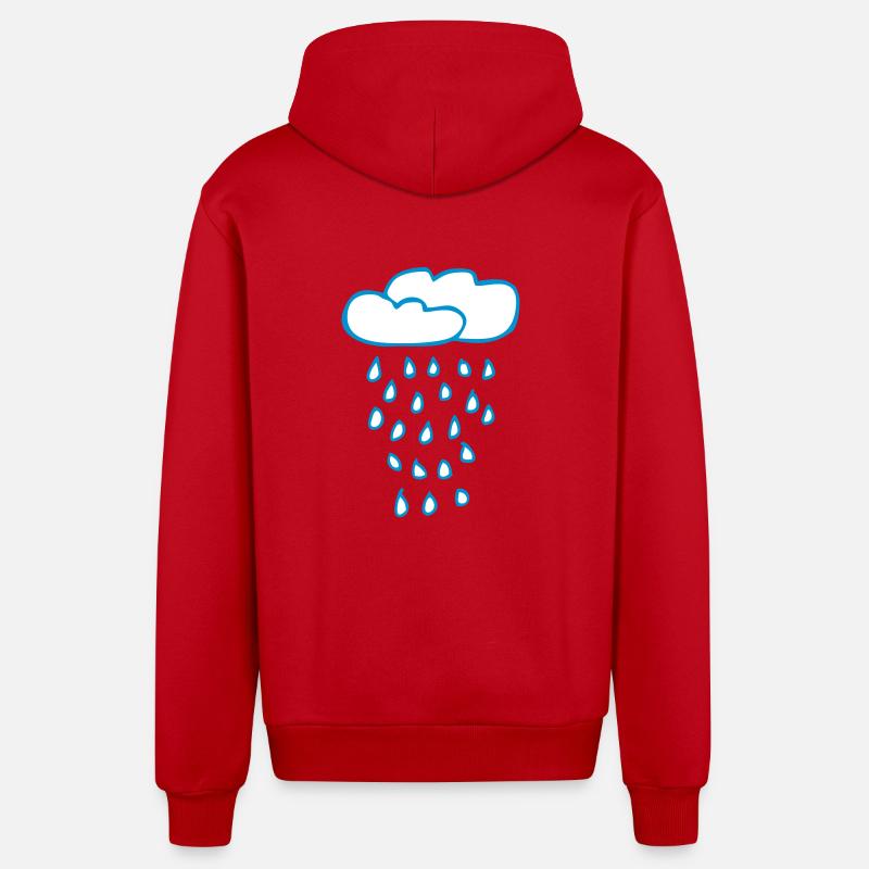 nuage de pluie - Veste à capuche bio décontractée fabriquée en UE - rouge