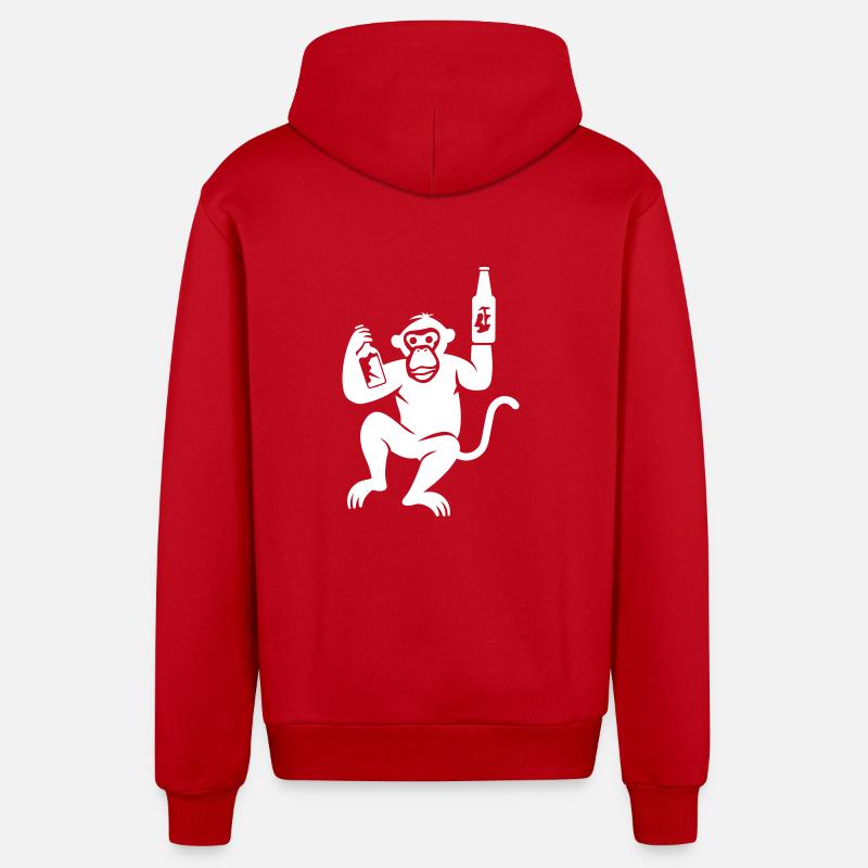 Affe Bier Besoffen - Organic Relaxed Kapuzenjacke Made in EU - Rot