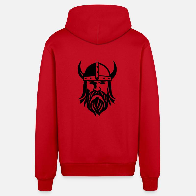 Wikinger Kopf Krieger Valhalla Odin - Organic Relaxed Kapuzenjacke Made in EU - Rot