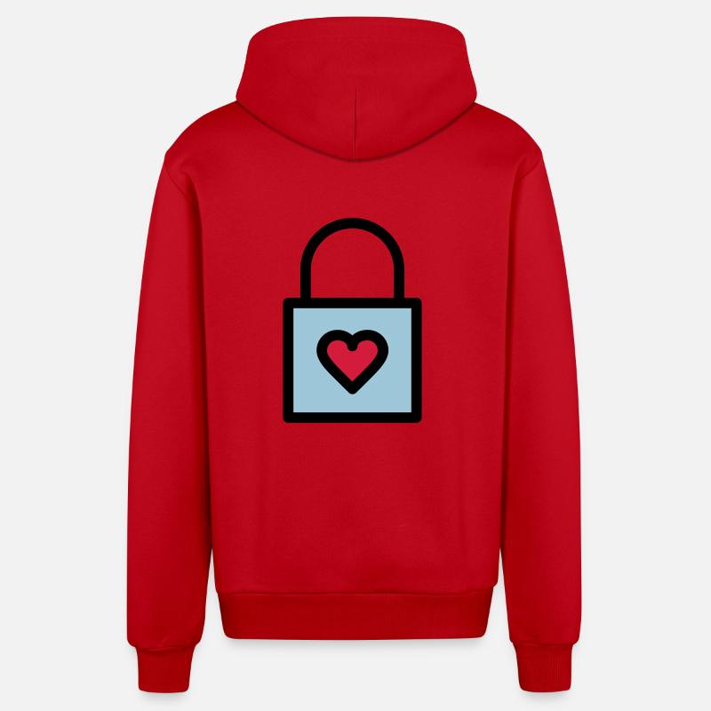 Vorhängeschloss, Liebesschloss - Organic Relaxed Kapuzenjacke Made in EU - Rot
