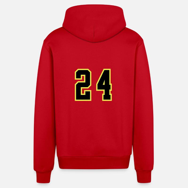 Maillot à 24 numéros - Veste à capuche bio décontractée fabriquée en UE - rouge