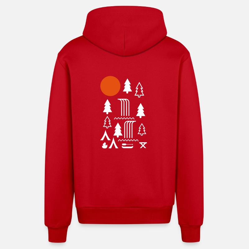Camping - Veste à capuche bio décontractée fabriquée en UE - rouge