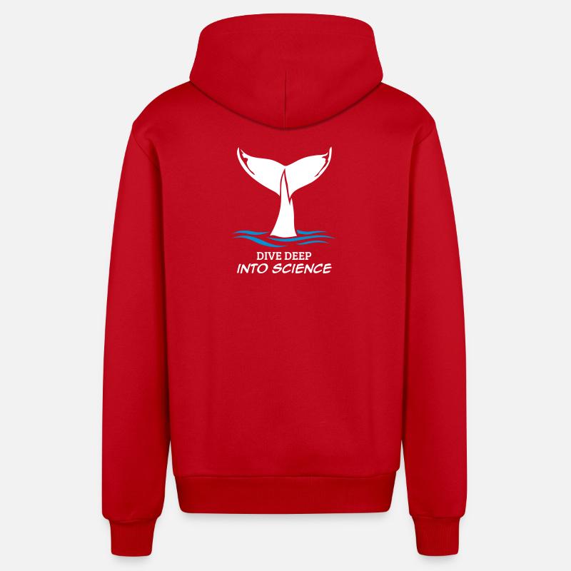 Dive deep into Science - Organic Relaxed Hooded Jacket Made in EU - red